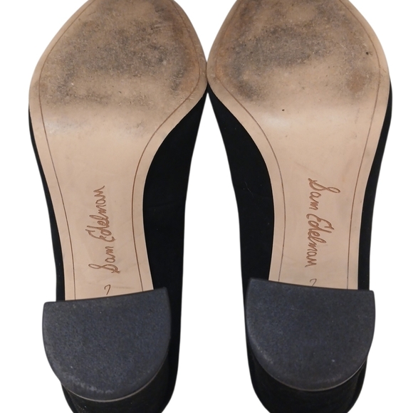 Sam Edelman Stillson Black Suede Leather Pumps Sz 7 Block Heel Office Chic Glam - Picture 8 of 16